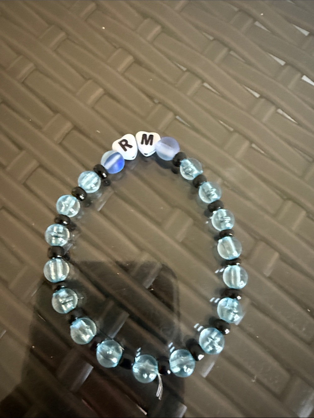 BTS -RM Blue Glass Beaded Stretch Bracelet